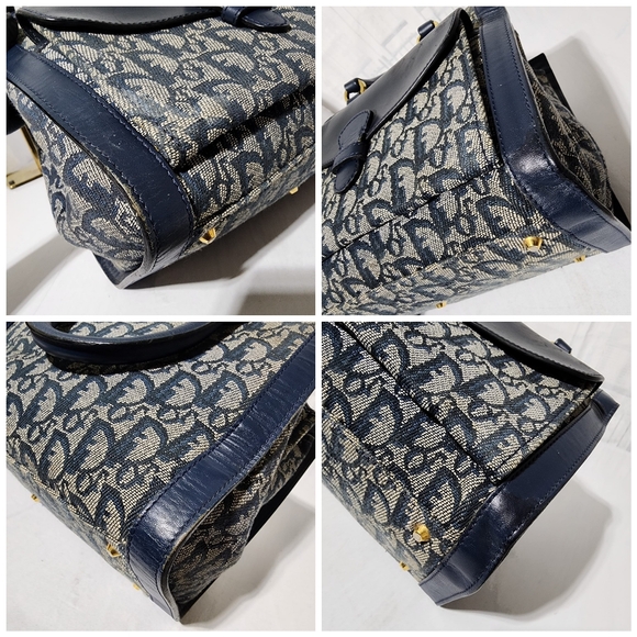 Christian Dior Oblique Handle Bag Navy Blue/Grey - Picture 11 of 16